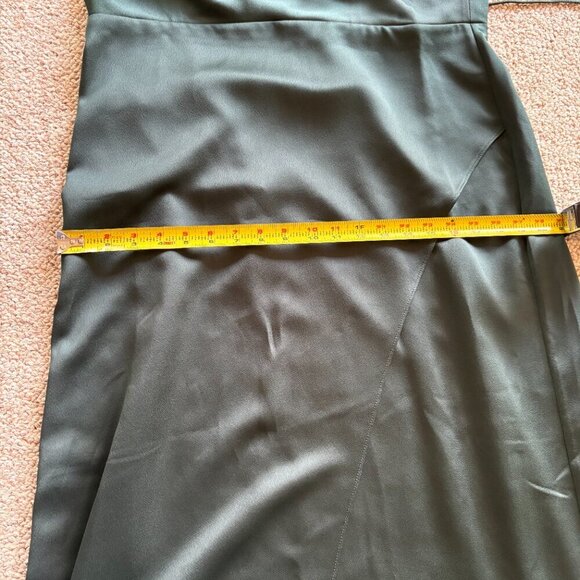 BHLDN Forest Green Maxi Slip Dress | Size 16 | Crisscross Back & High Slit - Picture 8 of 11